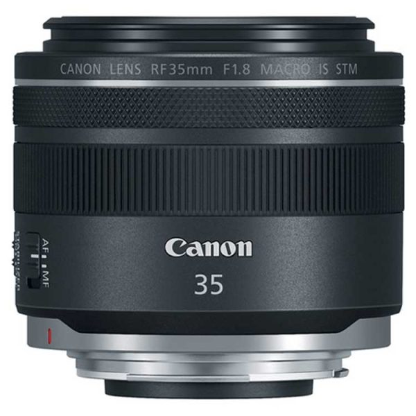 لنز Canon RF 35mm f/1.8 Macro IS STM با طراحی سبک و قابلیت ماکرو، مناسب عکاسی پرتره، خیابانی و طبیعت.