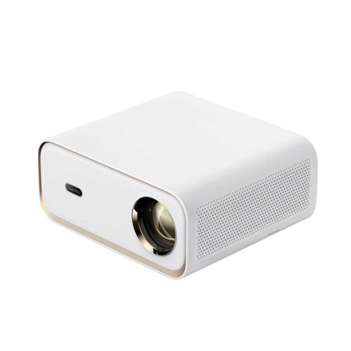 در تصویر، ویدئو پروژکتور X5 با طراحی مدرن و بدنه‌ای جمع‌وجور نمایش داده شده است. لنز اصلی در جلوی دستگاه به وضوح قابل مشاهده است