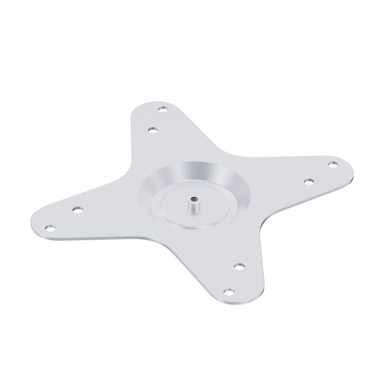 در تصویر، رابط نصب فلزی مخصوص و مقاوم دیده می‌شود که برای اتصال و سازگاری ویدئو پروژکتورهای سری Mozart و DaVinci به پایه‌های سقفی یا زمینی طراحی شده است