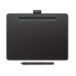 تصویر قلم نوری Wacom CTL‑6100WLK‑N با طراحی باریک و جمع‌وجور، قلم بدون باتری، دکمه‌های میانبر و سطح فعال مناسب طراحی دیجیتال، آموزش و ویرایش حرفه‌ای.