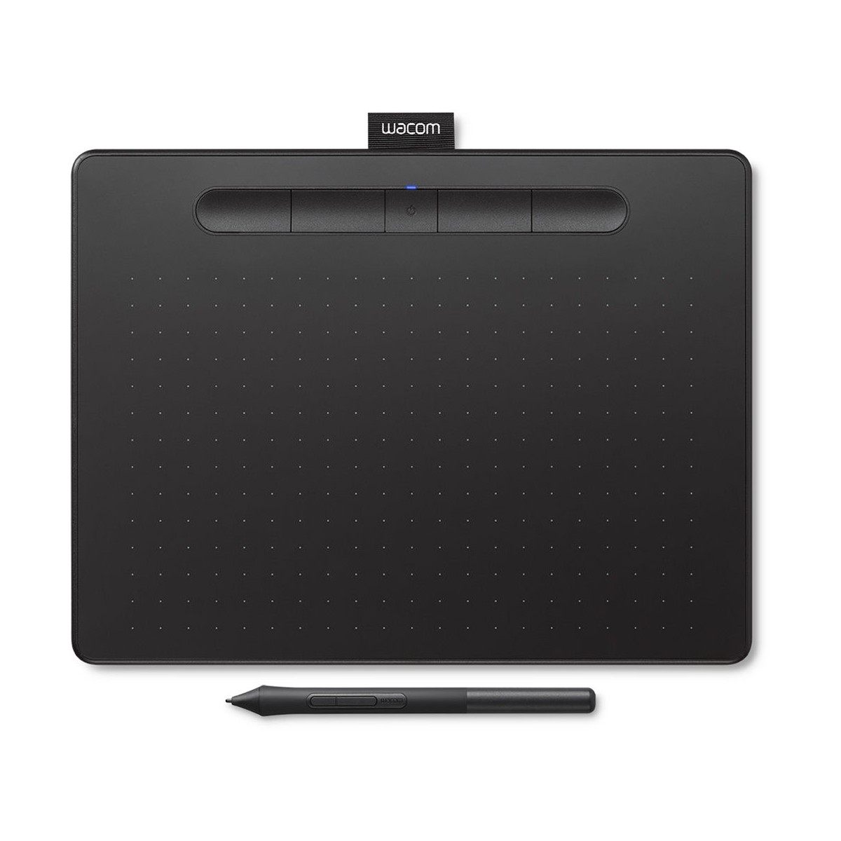 تصویر قلم نوری Wacom CTL‑6100WLK‑N با طراحی باریک و جمع‌وجور، قلم بدون باتری، دکمه‌های میانبر و سطح فعال مناسب طراحی دیجیتال، آموزش و ویرایش حرفه‌ای.