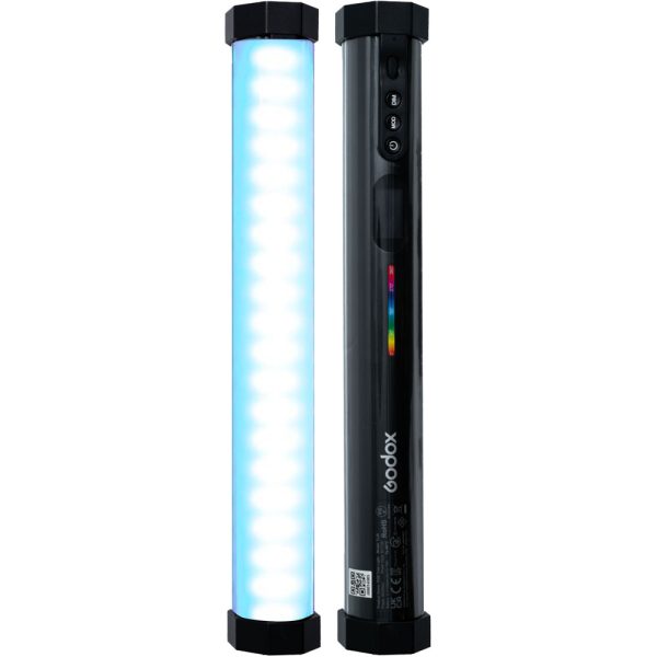 کیت نور باتومی گودکس TL30 RGB شامل دو عدد باتوم لایت قابل حمل با قابلیت RGB، مناسب برای فیلمبرداری و عکاسی حرفه‌ای.